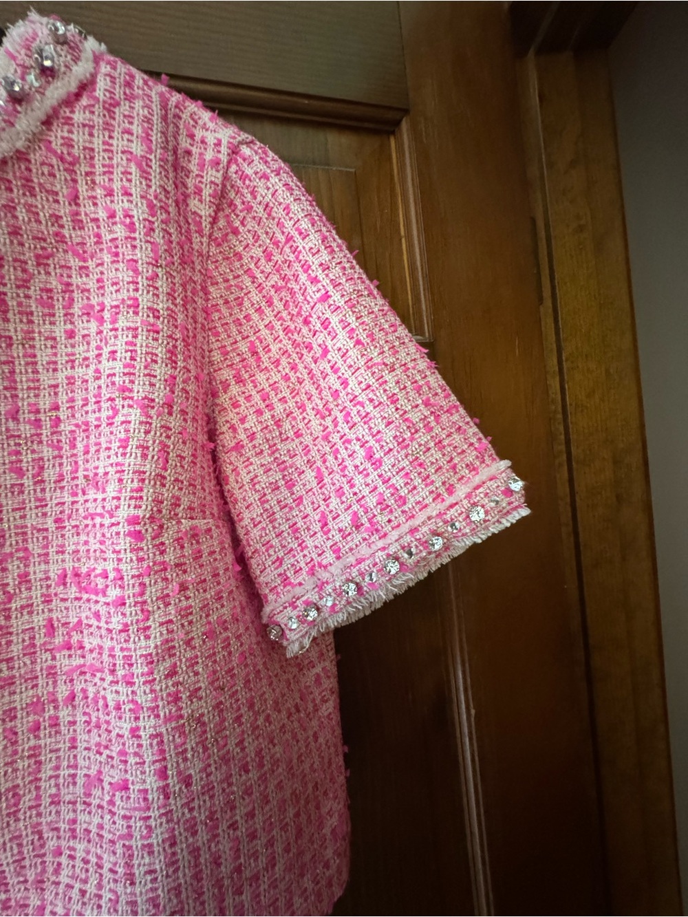 Pink tweed Folie Boucle Top in Pink Palms Fantasy from Lilly Pullitzer - Picture 3 of 7